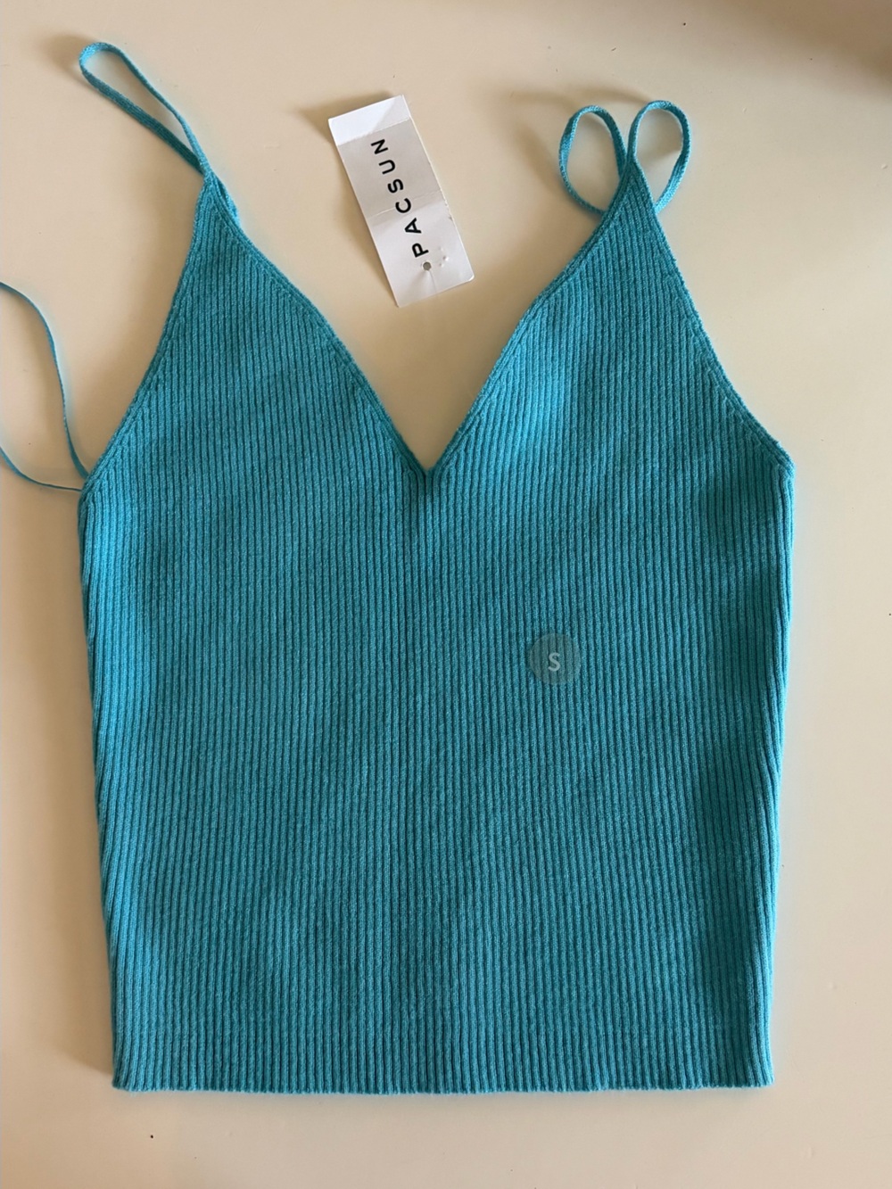 La Hearts Teal Ribbed V-Neck Spaghetti Strap Camisole